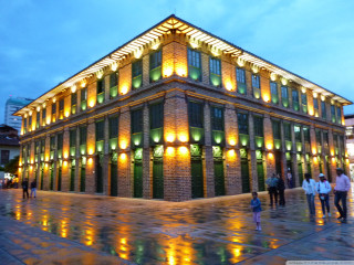 Building lights people nighttime walking - side and people free wallpaper