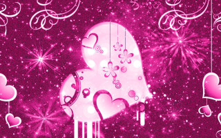 Pink heart hearts stars background - heart free wallpaper for desktop