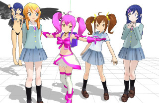 Anime girls winged tile floor - a tile floor free wallpaper