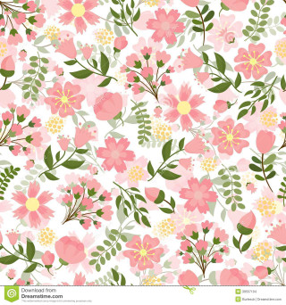 Pink flower pattern green leaves - free flowers wallpaper for tablet