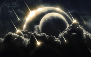 Solar eclipse black background clouds - a black sky free wallpaper