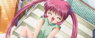 Pink haired girl rooftop tennis - a step free wallpaper