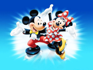 Mickey minnie figurines blue background - a white star free wallpaper