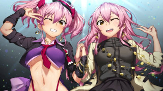 Anime girls pink hair black - a purple outfit free wallpaper for desktop