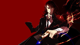 Man suit gun red background 2 - a man in a suit holding free wallpaper