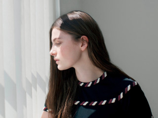 Woman long hair window blinds - blind free wallpaper