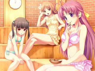 Anime girls bench room clock - a bench in a room free wallpaper