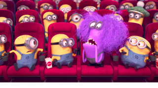 Cartoon characters movie theater purple - a red chair free wallpaper