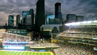 Baseball stadium crowd lights field - a baseball stadium free wallpaper