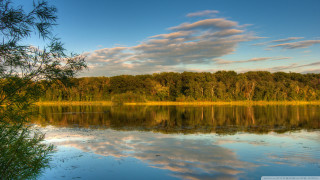 Lake trees clouds blue sky 4 - hudson river school free wallpaper