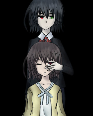 Anime couple green eyes black - purism free wallpaper for mobile