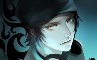 Man hat black shirt blue - art station free wallpaper