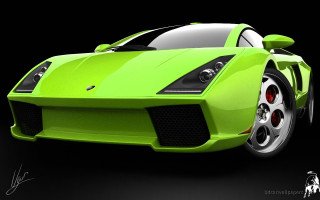Green sports car image showing - a hood free wallpaper