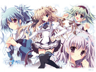 Anime girls snowflakes stars white - a group of anime girls free wallpaper