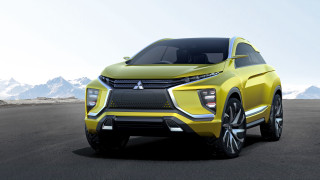 Yellow car driving road mountains - cgstudio free wallpaper