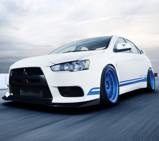 White car blue rims cloudy - aimitsu free wallpaper for tablet