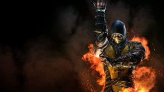 Man yellow black flames arms - his hands in free wallpaper