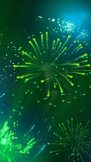 Green blue fireworks display black - free new year wallpaper for mobile