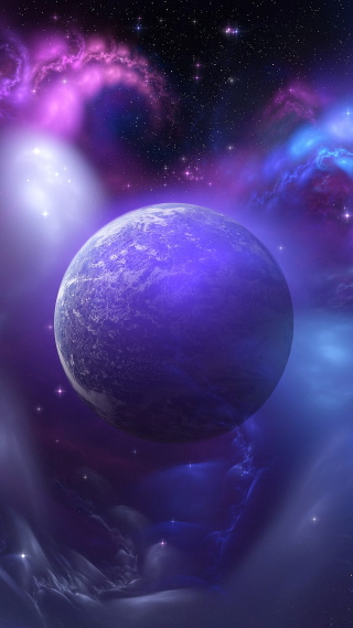 Purple blue planet sky stars - andor basch free wallpaper for mobile