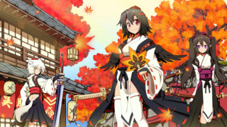 Anime characters autumn leaves building - orange leaf free wallpaper for desktop
