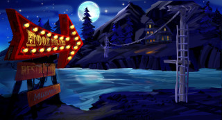 Frozen river sign lit lights - the river free wallpaper