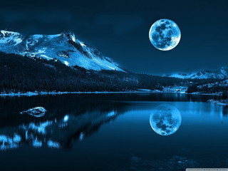 Full moon mountain range lake - full moon free wallpaper for desktop
