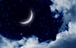 Crescent moon night sky stars - moon free wallpaper for desktop