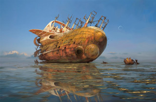 Large ship water boat detailed - top of a body free wallpaper