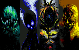 Alien creatures glowing eyes hair 2 - a demon like face free wallpaper