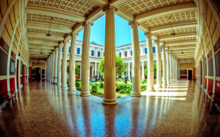 Large building columns arches center - column free wallpaper