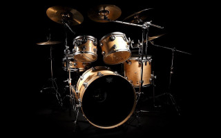 Drum set dark background black - bill ward free wallpaper