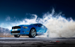 Blue mustang car driving road - behance hd free wallpaper