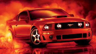 Red mustang smoke reflection background - smoke behind free wallpaper