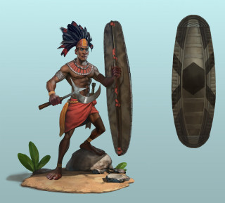 Man sword shield rock giant - afrofuturism free wallpaper for tablet