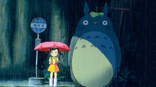 Girl umbrella rain totoro street - anne said free wallpaper