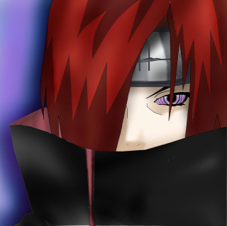 Anime red hair purple eyes 2 - serious free wallpaper for tablet