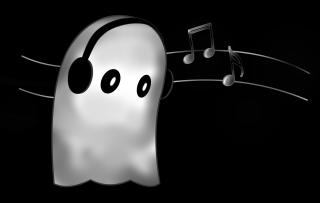 Ghost headphones music notes dancing - a ghost free wallpaper