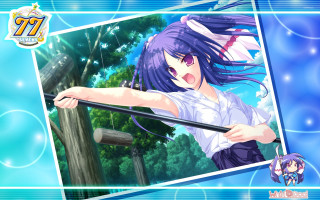 Girl purple hair holding stick - purple hair holding free wallpaper