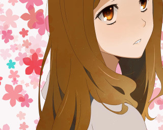 Girl brown hair brown eyes - flowery free wallpaper