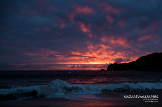 Sunset ocean island boat water - free beach wallpaper for desktop