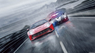 Two cars driving wet road - a wet road in the rain free wallpaper
