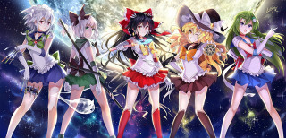 Anime girls space background stars 3 - a space background free wallpaper for desktop