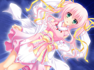 Pink dress girl anime moon - a pink dress free wallpaper for desktop