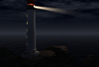 Lighthouse rock ocean night light - david firth free wallpaper