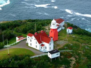 Lighthouse island red roof tiltshift - a red roof free wallpaper