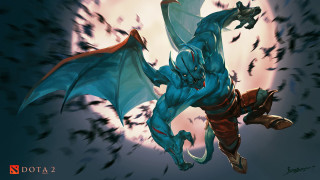 Blue dragon flying red cape - a blue dragon free wallpaper