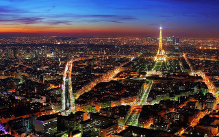 Cityscape night tower distant lit 2 - paris school free wallpaper