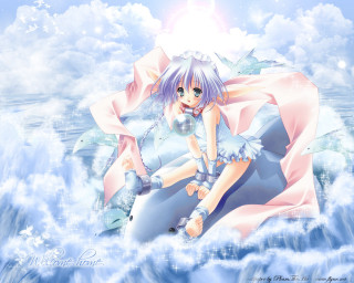 Anime girl ocean wave pink - a pink scarf free wallpaper