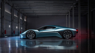 Blue sports car garage red - door free wallpaper