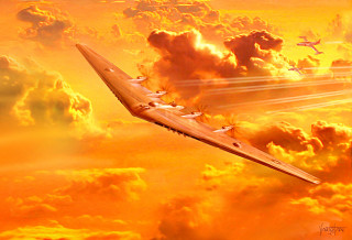 Plane flying sky clouds background - a painting of a plane free wallpaper